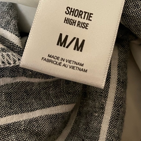 Express High Rise Striped Paperbag Waist Linen Shortie Shorts MEDIUM - Picture 10 of 13